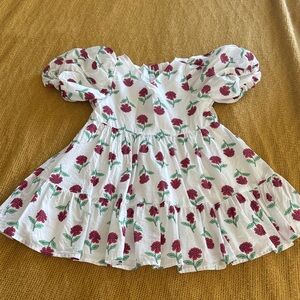 Janie and Jack White Dress with Red Floral Print